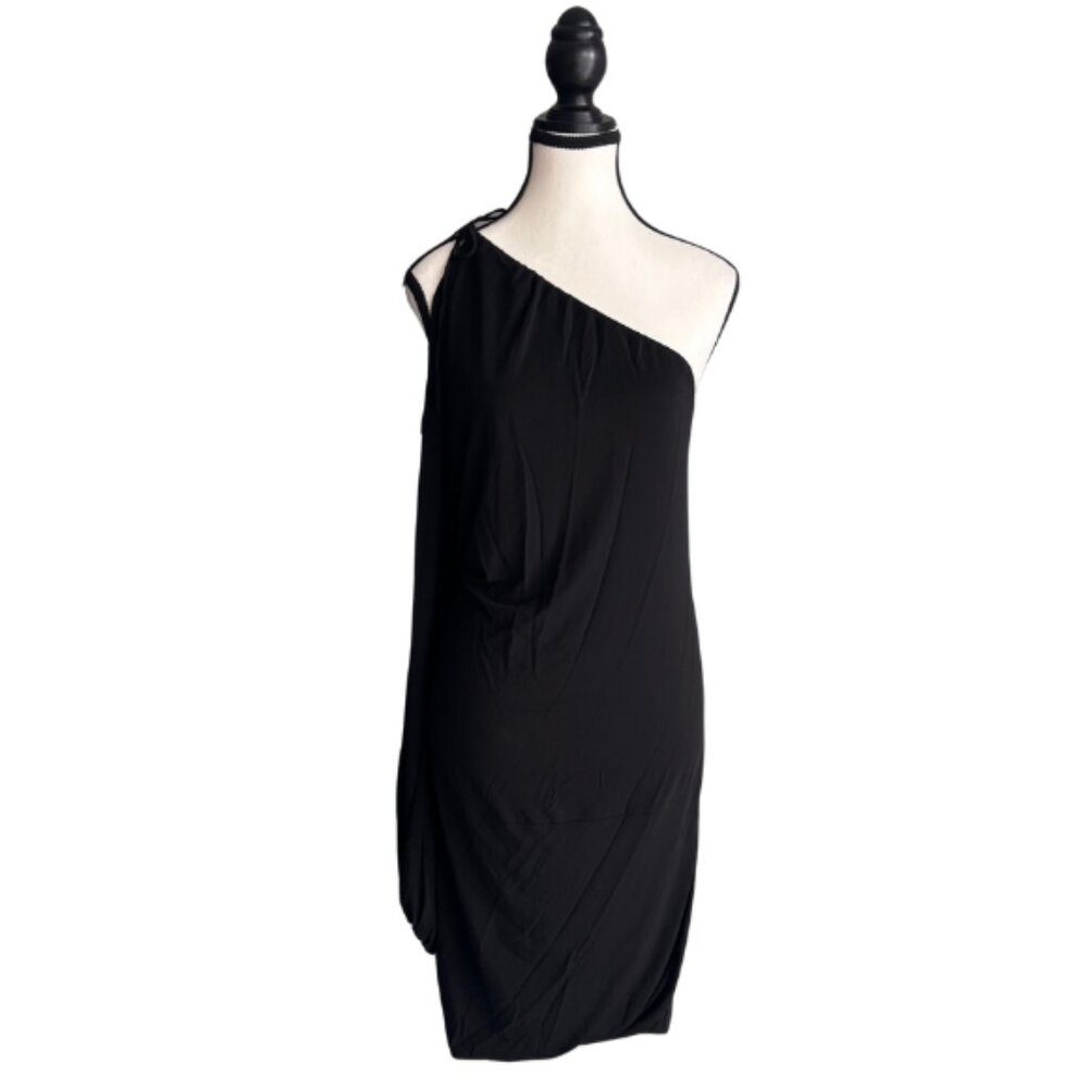 BCBG MAXAZRIA STYLISH ONE LONG SLEEVE, ONE SHOULDER DRESS, SZ.M